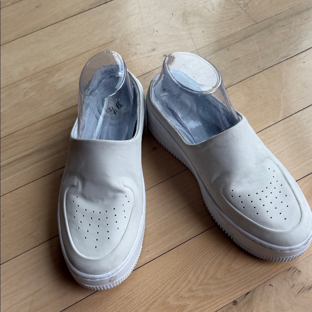 Nike Air Force 1 Lover XX Off-White Leather Platform Mules AO1523-100 Mens 9.5